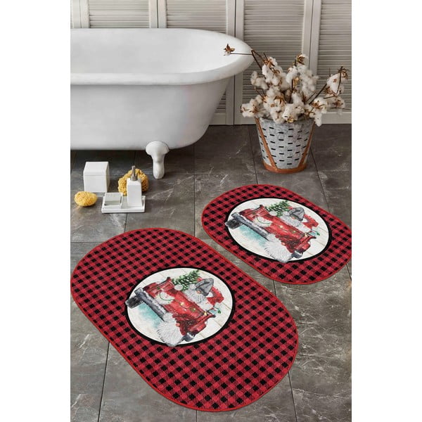 Piros-fekete fürdőszobai kilépő szett 2 db-os 60x100 cm Full Ride – Mila Home-image-1