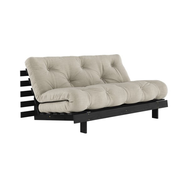 Szürkésbézs len kinyitható kanapé 160 cm Roots Black Night – Karup Design