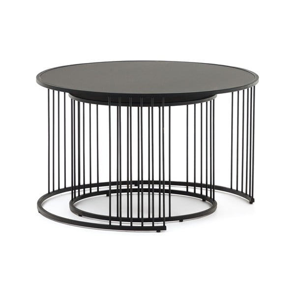 Kerek tárolóasztal üveg asztallappal ø 75 cm Hadar – Kave Home-image-2