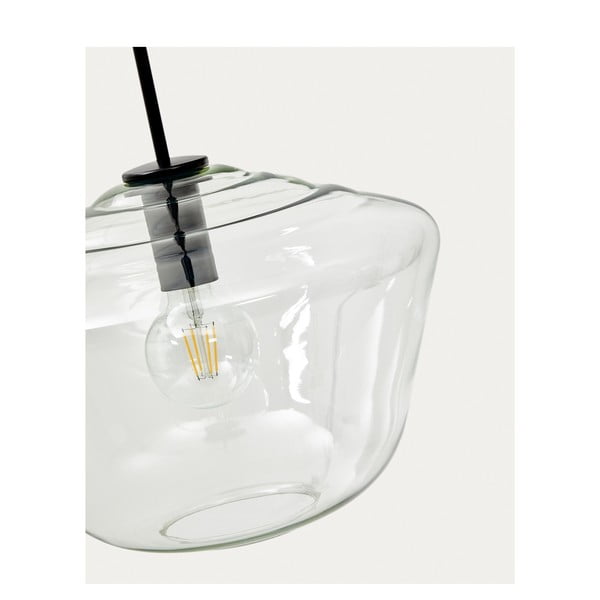 Fekete függőlámpa üveg búrával ø 34 cm Mao – Kave Home-image-3