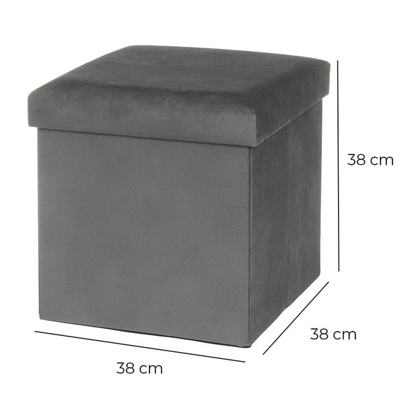 Sötétszürke bársony puff Estela – Casa Selección-image-3