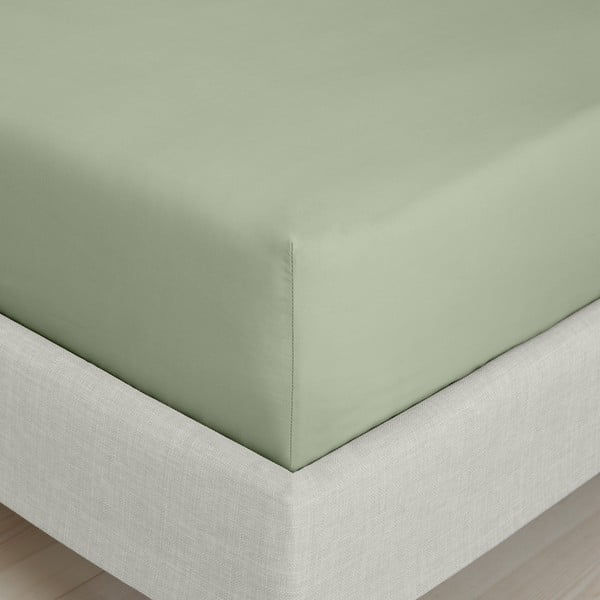 Zöld gumis pamut-perkál lepedő 150x200 cm Cotton Percale – Bianca-image-3