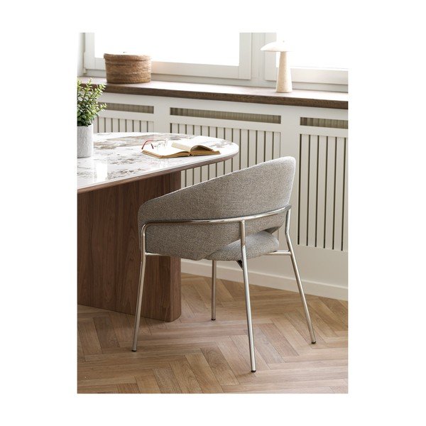 Világosszürke acél karfás étkezőfotel Costa – House Nordic-image-2
