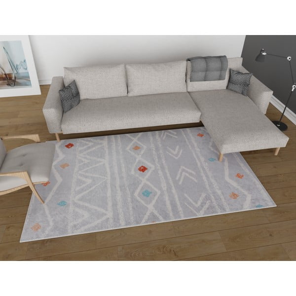 Világosszürke mosható futószőnyeg 80x200 cm – Vitaus-image-1