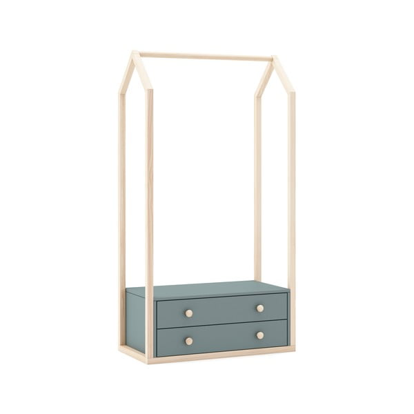 Szürkészöld nyitott gyerek ruhásszekrény 80x170x40 cm Esteban – Marckeric-image-2