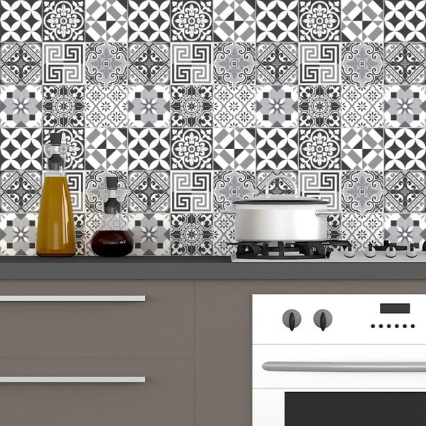 Wall Decals Elegant Tiles Shade of Grey 60 db-os falmatrica szett, 20 x 20 cm - Ambiance