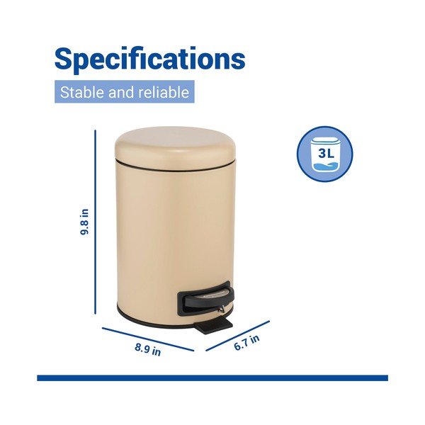 Bézs acél pedálos szemetes 3 l Leman – Wenko-image-4