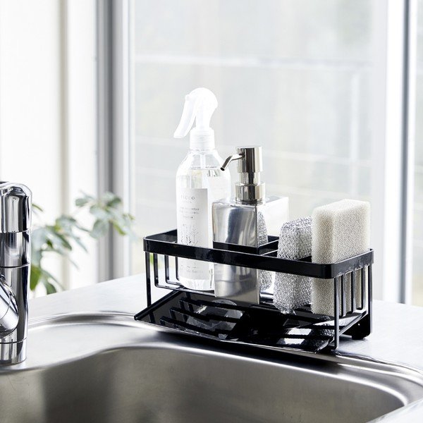 Fekete fém mosogatóeszköz tartó Tower – YAMAZAKI-image-2