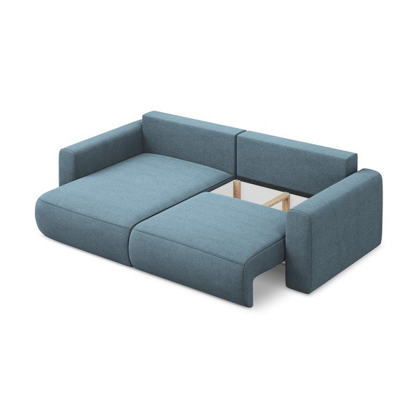 Világoskék kinyitható-tárolóhelyes sarokkanapé (bal oldali-heverő résszel) Kapua – Makamii-image-3