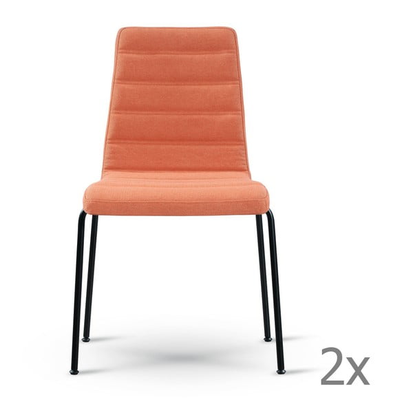 Narancssárga szék fekete lábakkal, 2 db - Garageeight