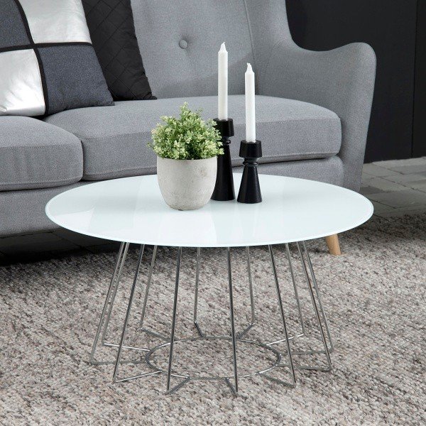 Casia fehér dohányzóasztal, ⌀ 80 cm - Actona-image-1