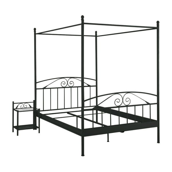 Bibi fekete kétszemélyes baldachinos ágy, 180 x 200 cm - Støraa-image-2