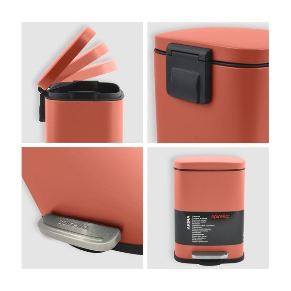 Terrakotta színű acél pedálos szemetes 5 l   Akira – Spirella-image-3
