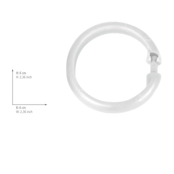 12 db fehér műanyag, zuhanyfüggöny karika - Wenko-image-1