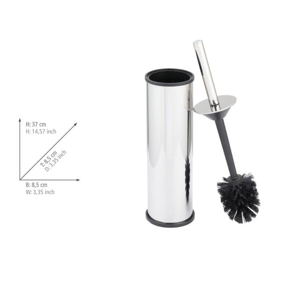 Fényes ezüstszínű rozsdamentes acél WC-kefe Olmedo – Wenko-image-2