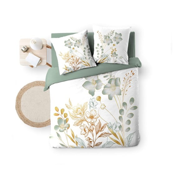 Fehér-zöld kétszemélyes-hosszabbított pamut ágyneműhuzat 240x220 cm Lolita – douceur d'intérieur-image-4