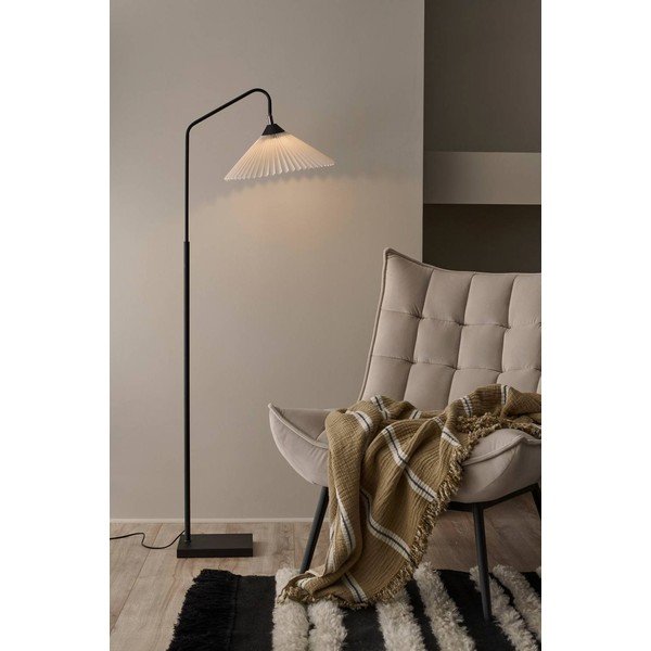 Fekete-krémszínű textil állólámpa hajlítható szerkezettel (magasság 155 cm) Kate – Ellos Home-image-1