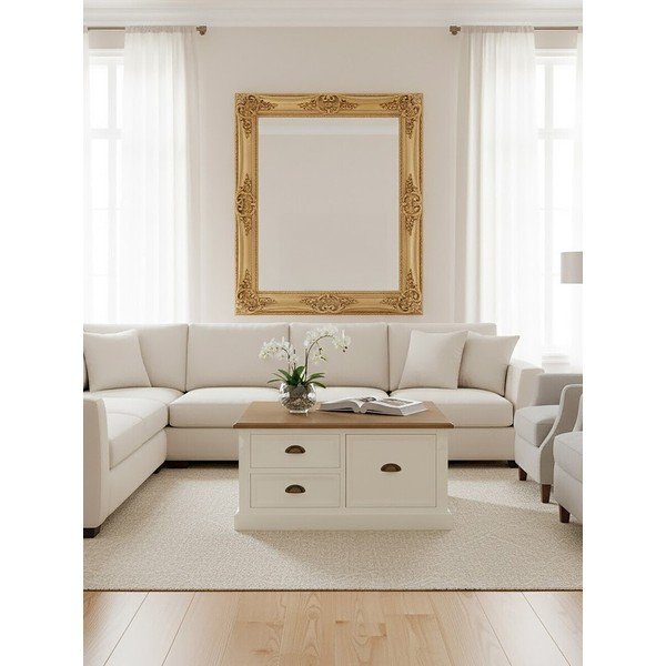 Fehér dohányzóasztal fenyőfa dekorral 90x90 cm Hardwick – Premier Housewares-image-3