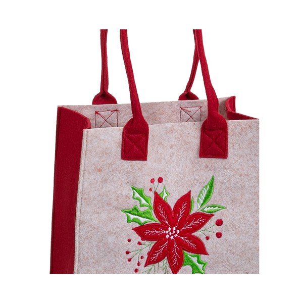 Ajándéktáska karácsonyi mintával 23x12 cm Poinsettia – Casa Selección-image-1