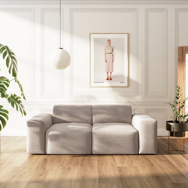 Bézs kordbársony kanapé 205 cm Villet – Rodier-image-1