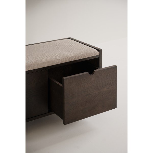 Sötét natúr színű tölgyfa ülőkés cipőtartó 80x47x41 cm Hillmond – Rowico-image-4