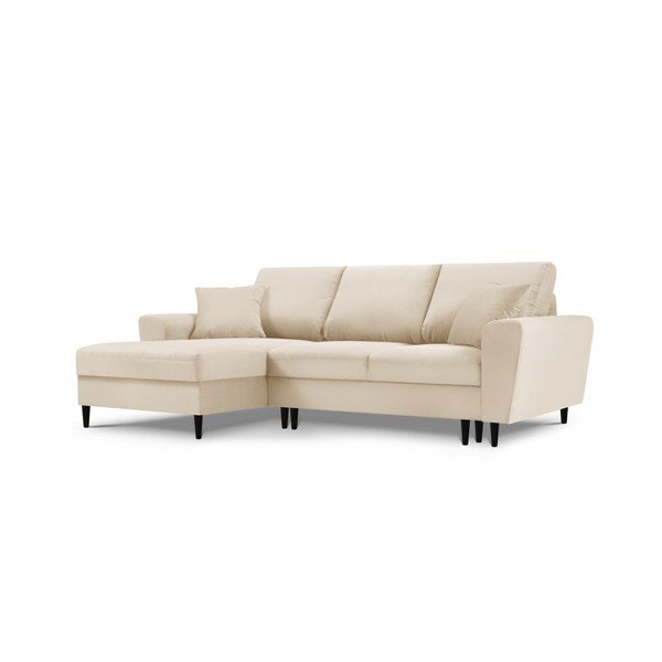 Bézs kordbársony kinyitható tárolóhelyes sarokkanapé (bal oldali-heverő résszel) Kyoto – Cosmopolitan Design-image-4