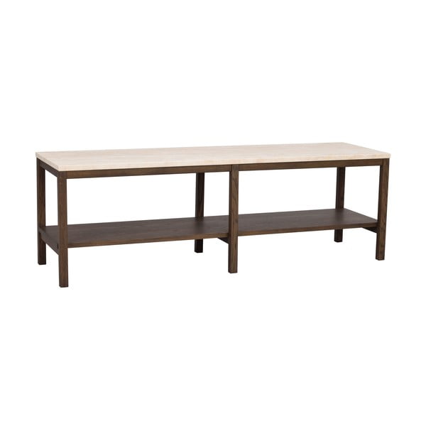 Barna-bézs konzolasztal kő asztallappal 140x40 cm Orwel - Rowico-image-2