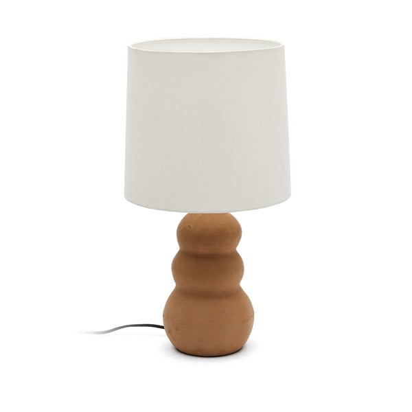 Fehér-barna asztali lámpa textil búrával (magasság 55 cm) Madsen – Kave Home