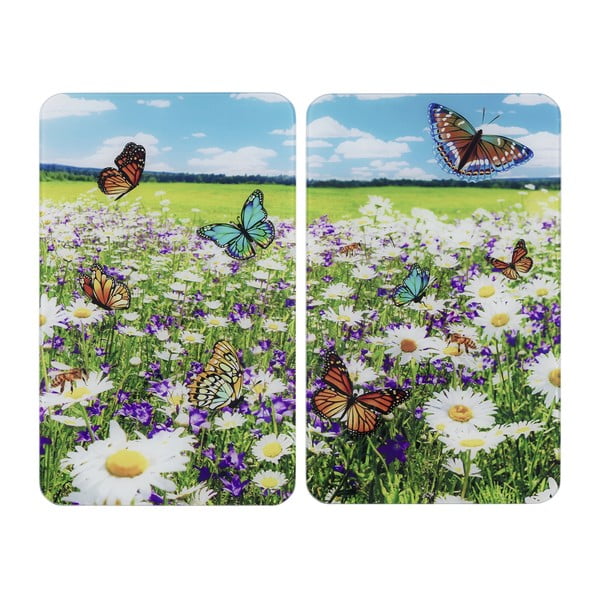 Edzett üveg tűzhely fedőlap szett 2 db-os 52x30 cm Summer Meadow – Maximex