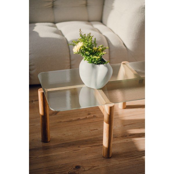 Natúr színű dohányzóasztal üveg asztallappal 55x105 cm Kob – noo.ma-image-3