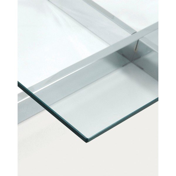 Ezüstszínű dohányzóasztal üveg asztallappal 70x120 cm Plam – Kave Home-image-3