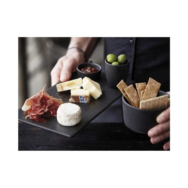 Mensa fekete agyagkerámia szervírozó tálca, hossz 30 cm - Bitz-image-4