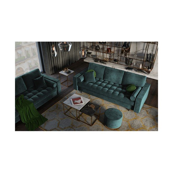 Santo olajzöld kinyitható bársonykanapé - Milo Casa-image-1