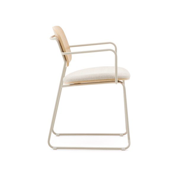 Bézs-natúr színű fém karfás étkezőszék Meli – Kave Home-image-3