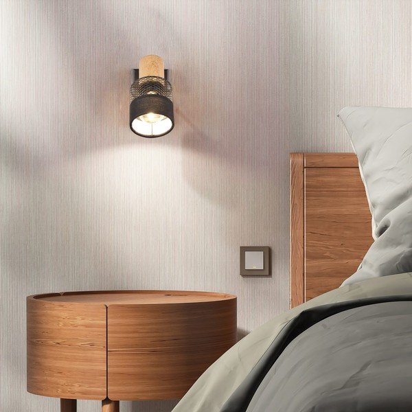 Fekete-natúr színű fali lámpa ø 7 cm Nandini – Trio-image-1