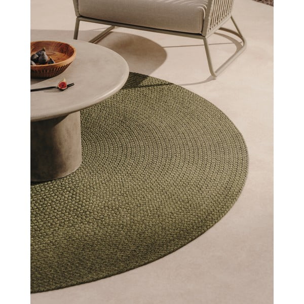 Zöld kerek kültéri szőnyeg újrahasznosított szálakból ø 200 cm Despas – Kave Home-image-1