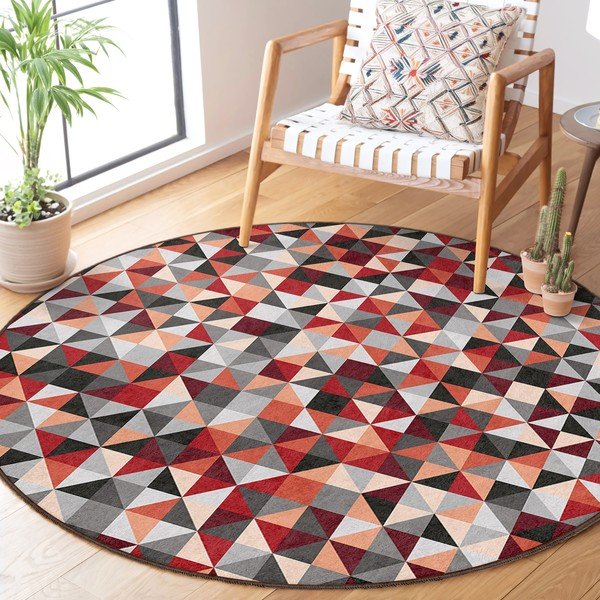 Piros-szürke mosható kerek szőnyeg ø 100 cm Ignite – Mila Home-image-3