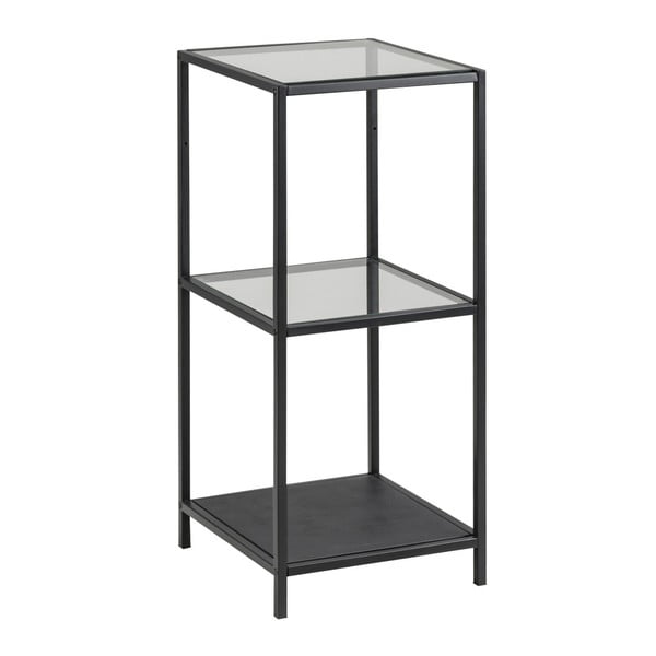 Fekete üveg polcos állvány 35x83 cm Seaford – Actona-image-1