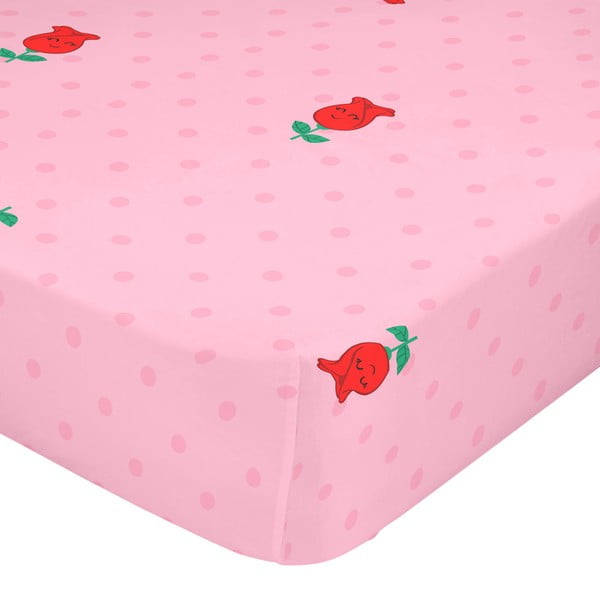 Magic Rose rózsaszín elasztikus pamut lepedő, 90 x 200 cm - Mr. Fox