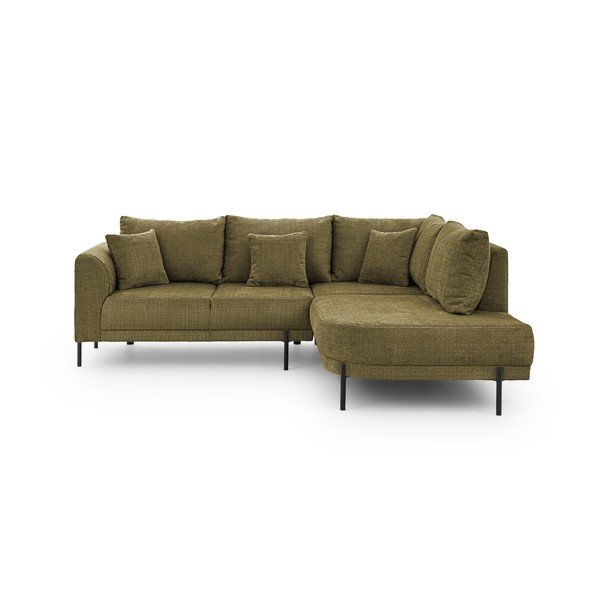 Zöld zsenília sarokkanapé (jobb oldali-L alakú) Mauris  – Ropez