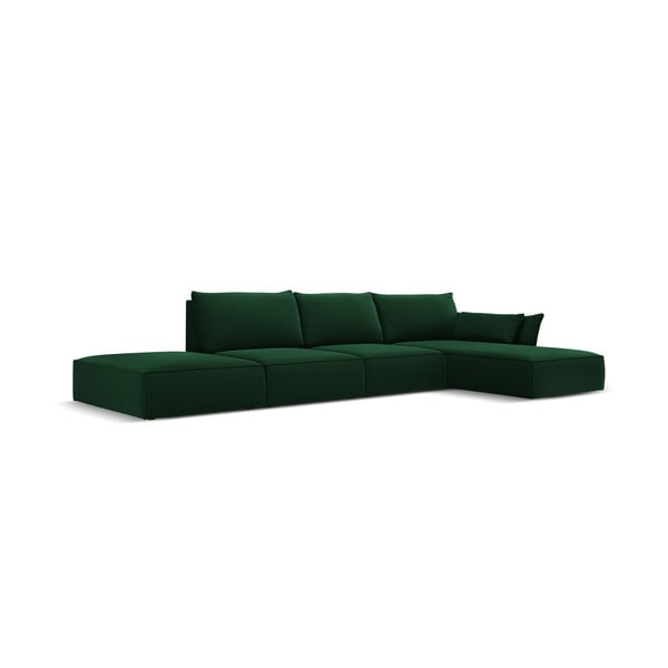Sötétzöld bársony sarokkanapé (jobb oldali-heverő résszel) Vanda – Mazzini Sofas-image-2