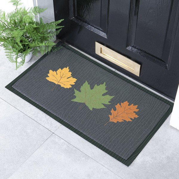 Lábtörlő 40x70 cm Autumn Leaves on Green – Artsy Doormats-image-1