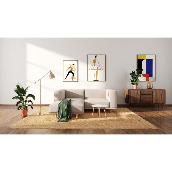 Bézs buklé sarokkanapé (bal oldali) Kukumo – Ame Yens-image-3