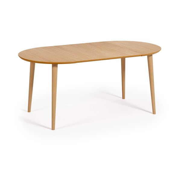 Natúr színű kerek bővíthető étkezőasztal tölgyfa dekorral ø 90 cm Oqui – Kave Home-image-4