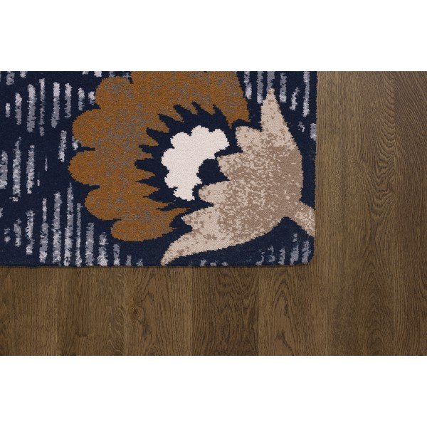 Sötétkék gyapjú szőnyeg 133x190 cm Chintz – Agnella-image-2