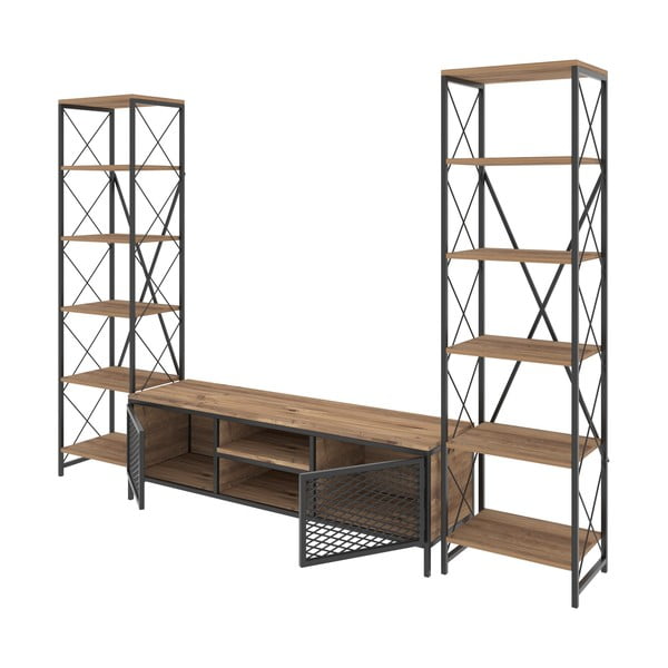 Antracitszürke-natúr színű nappali bútor szett 150x47 cm Maxim - Kalune Design-image-2