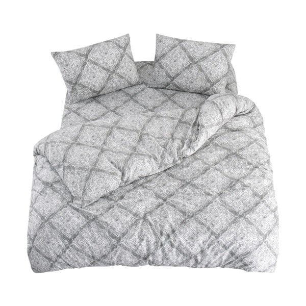 Szürke négyrészes  kétszemélyes hosszabbított ágyneműhuzat lepedővel 200x220 cm Geometric – Mila Home