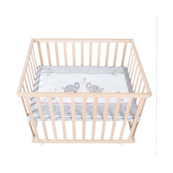 Natúr színű gurulós járóka 100x75 cm Jumbo Twins – Roba-image-4