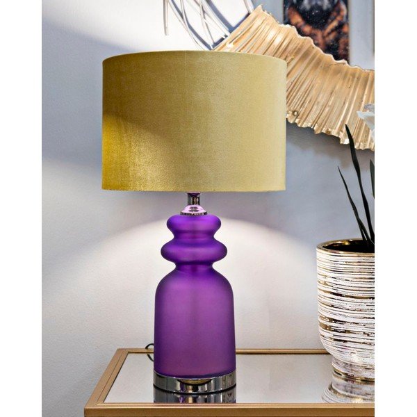 Sárga-lila asztali lámpa textil búrával (magasság 57,5 cm) Milva Two – Mauro Ferretti-image-1