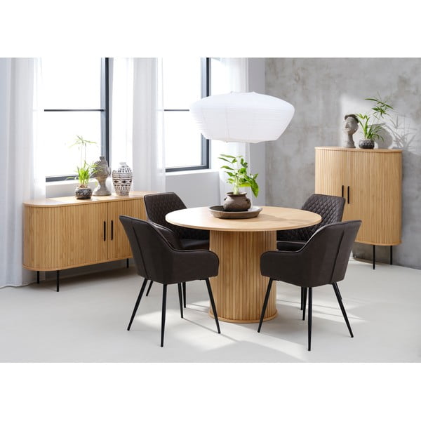 Kerek étkezőasztal tölgyfa dekorral ø 120 cm Nola – Unique Furniture-image-1